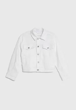 Abercrombie & Fitch geaca de blugi pentru copii culoarea alb imagine