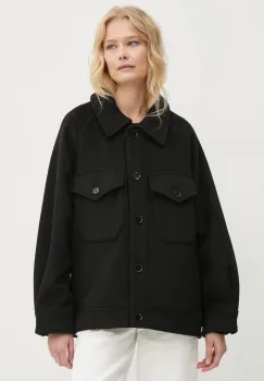 Abercrombie & Fitch geaca de lana culoarea negru, de tranzitie, oversize, KI144-4296 imagine