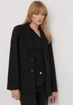 Abercrombie & Fitch geaca din amestec de lana culoarea negru, de tranzitie imagine