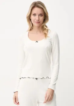 Abercrombie & Fitch longsleeve de pijama culoarea bej, KI146-4045 imagine