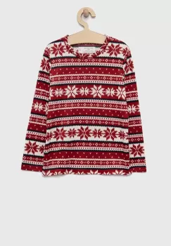 Abercrombie & Fitch longsleeve pijama copii culoarea bordo, modelator imagine