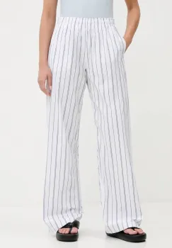 Abercrombie & Fitch pantaloni de bumbac culoarea alb, drept, high waist, KI156-5289 imagine