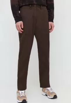 Abercrombie & Fitch pantaloni de bumbac culoarea maro, drept imagine