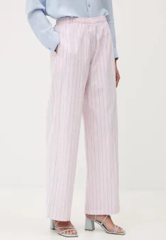 Abercrombie & Fitch pantaloni de bumbac culoarea roz, drept, high waist, KI156-5288 imagine