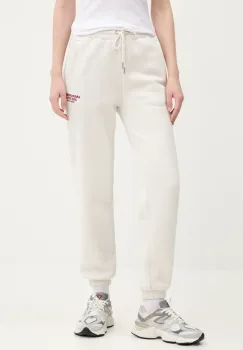 Abercrombie & Fitch pantaloni de trening femei, culoarea bej, cu imprimeu, KI147-5049 imagine