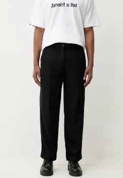 Abercrombie & Fitch pantaloni din amestec de in barbati, culoarea negru, drept, KI130-5016 imagine