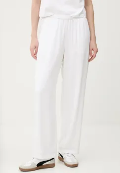 Abercrombie & Fitch pantaloni din in culoarea bej, lat, high waist, KI156-5128 imagine