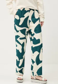 Abercrombie & Fitch pantaloni din in femei, culoarea bej, drept, high waist, KI156-5135 imagine