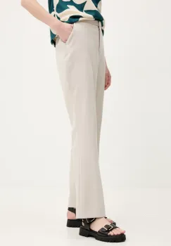 Abercrombie & Fitch pantaloni femei, culoarea bej, evazati, high waist, KI156-5078 imagine