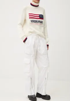 Abercrombie & Fitch pantaloni femei, culoarea bej, lat, high waist, KI156-4433 imagine