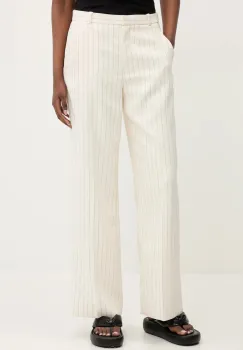 Abercrombie & Fitch pantaloni femei, culoarea bej, lat, high waist, KI156-5366 imagine