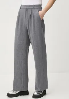 Abercrombie & Fitch pantaloni femei, culoarea gri, drept, high waist, KI156-4331 imagine