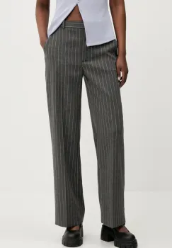Abercrombie & Fitch pantaloni femei, culoarea gri, lat, high waist, KI156-5380 imagine