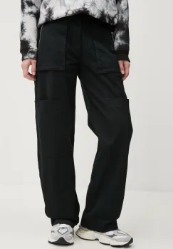 Abercrombie & Fitch pantaloni femei, culoarea negru, drept, high waist, KI156-4524 imagine