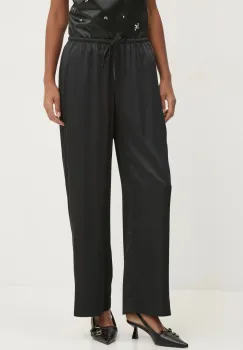 Abercrombie & Fitch pantaloni femei, culoarea negru, drept, high waist, KI156-4594 imagine