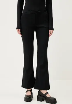 Abercrombie & Fitch pantaloni femei, culoarea negru, drept, medium waist, KI156-5434 imagine