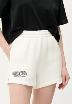 Abercrombie & Fitch pantaloni scurti femei, culoarea bej, cu imprimeu, high waist, KI186-5045 imagine