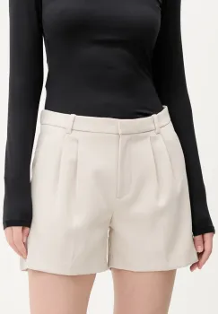 Abercrombie & Fitch pantaloni scurti femei, culoarea bej, neted, high waist, KI149-5214 imagine