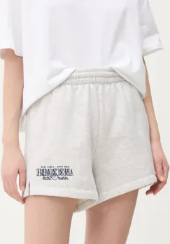 Abercrombie & Fitch pantaloni scurti femei, culoarea gri, melanj, high waist, KI186-5045 imagine