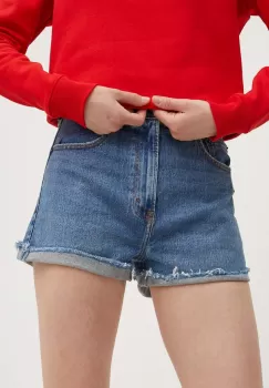 Abercrombie & Fitch pantaloni scurti jeans femei, neted, high waist imagine