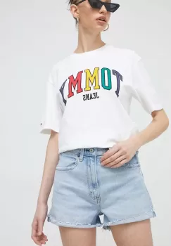 Abercrombie & Fitch pantaloni scurti jeans femei, neted, high waist imagine