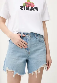 Abercrombie & Fitch pantaloni scurti jeans femei, neted, high waist, KI149-5060 imagine
