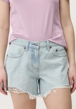 Abercrombie & Fitch pantaloni scurti jeans femei, uni, high waist, KI149-5089 imagine