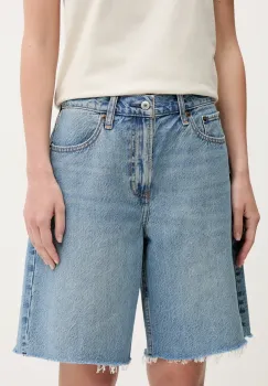 Abercrombie & Fitch pantaloni scurti jeans uni, high waist, KI149-5122 imagine