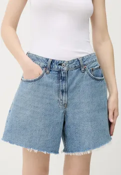 Abercrombie & Fitch pantaloni scurti jeans uni, high waist, KI149-5146 imagine
