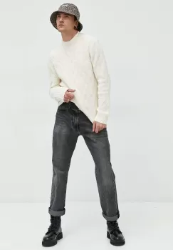 Abercrombie & Fitch pulover barbati, culoarea alb imagine