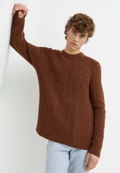 Abercrombie & Fitch pulover barbati, culoarea maro, calduros imagine