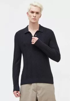 Abercrombie & Fitch pulover barbati, culoarea negru, light imagine