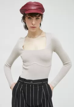 Abercrombie & Fitch pulover femei, culoarea bej imagine