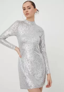 Abercrombie & Fitch rochie culoarea argintiu, mini, mulata imagine