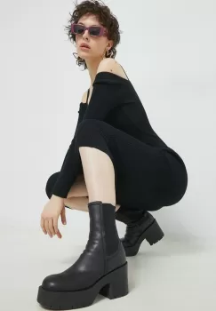 Abercrombie & Fitch rochie culoarea negru, midi, mulata imagine