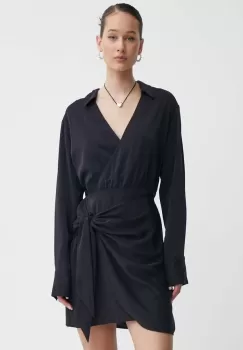 Abercrombie & Fitch rochie culoarea negru, mini, drept imagine