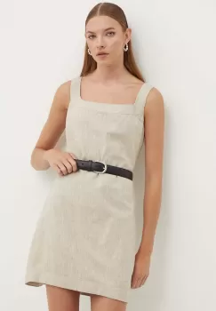 Abercrombie & Fitch rochie din in culoarea bej, mini, evazati imagine