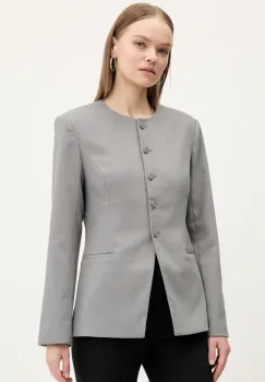 Abercrombie & Fitch sacou culoarea gri, un singur rand de nasturi, melanj, KI144-5060 imagine