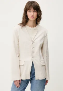 Abercrombie & Fitch sacou de in culoarea bej, un singur rand de nasturi, uni, KI144-5076 imagine