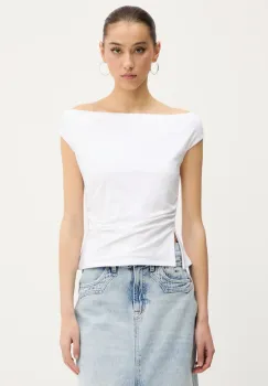 Abercrombie & Fitch tricou culoarea alb, decolteu spaniol, KI139-5576 imagine