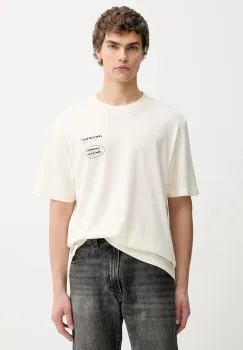 Abercrombie & Fitch tricou din bumbac culoarea bej, cu imprimeu, KI123-5257-100 imagine