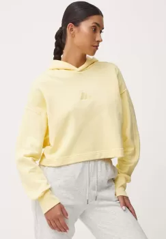adidas bluza All SZN femei, culoarea galben, cu gluga, neted, IY6853 imagine