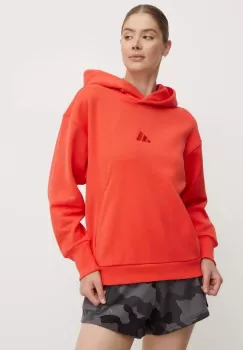 adidas bluza All SZN femei, culoarea rosu, cu gluga, neted, IY6764 imagine