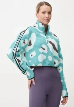adidas bluza Animal femei, culoarea turcoaz, modelator, IY0148 imagine