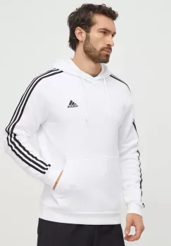 adidas bluza barbati, culoarea alb, cu gluga, cu imprimeu imagine