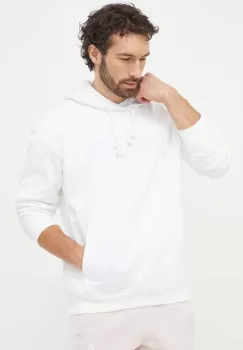 adidas bluza barbati, culoarea alb, cu gluga, cu imprimeu imagine