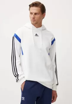 adidas bluza barbati, culoarea alb, cu gluga, cu imprimeu, JJ1538 imagine