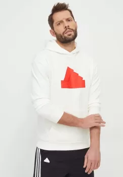 adidas bluza barbati, culoarea bej, cu gluga, cu imprimeu imagine