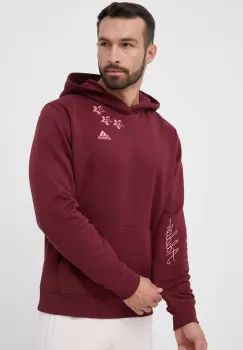 adidas bluza barbati, culoarea bordo, cu gluga, cu imprimeu imagine