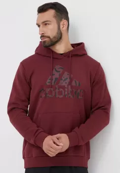 adidas bluza barbati, culoarea bordo, cu gluga, cu imprimeu imagine